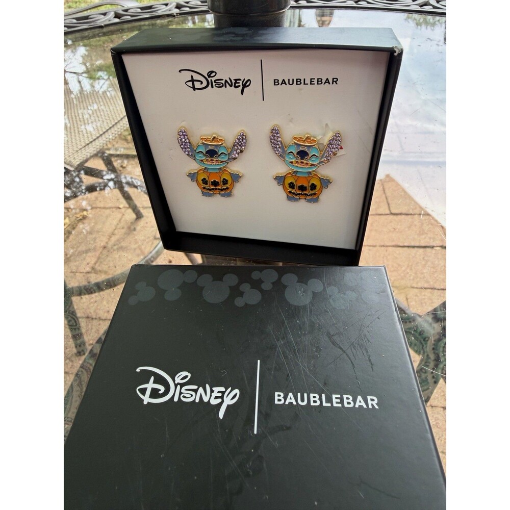 Disney x BaubleBar Lilo & Stitch Stitch Halloween Pumpkin Earrings in Box